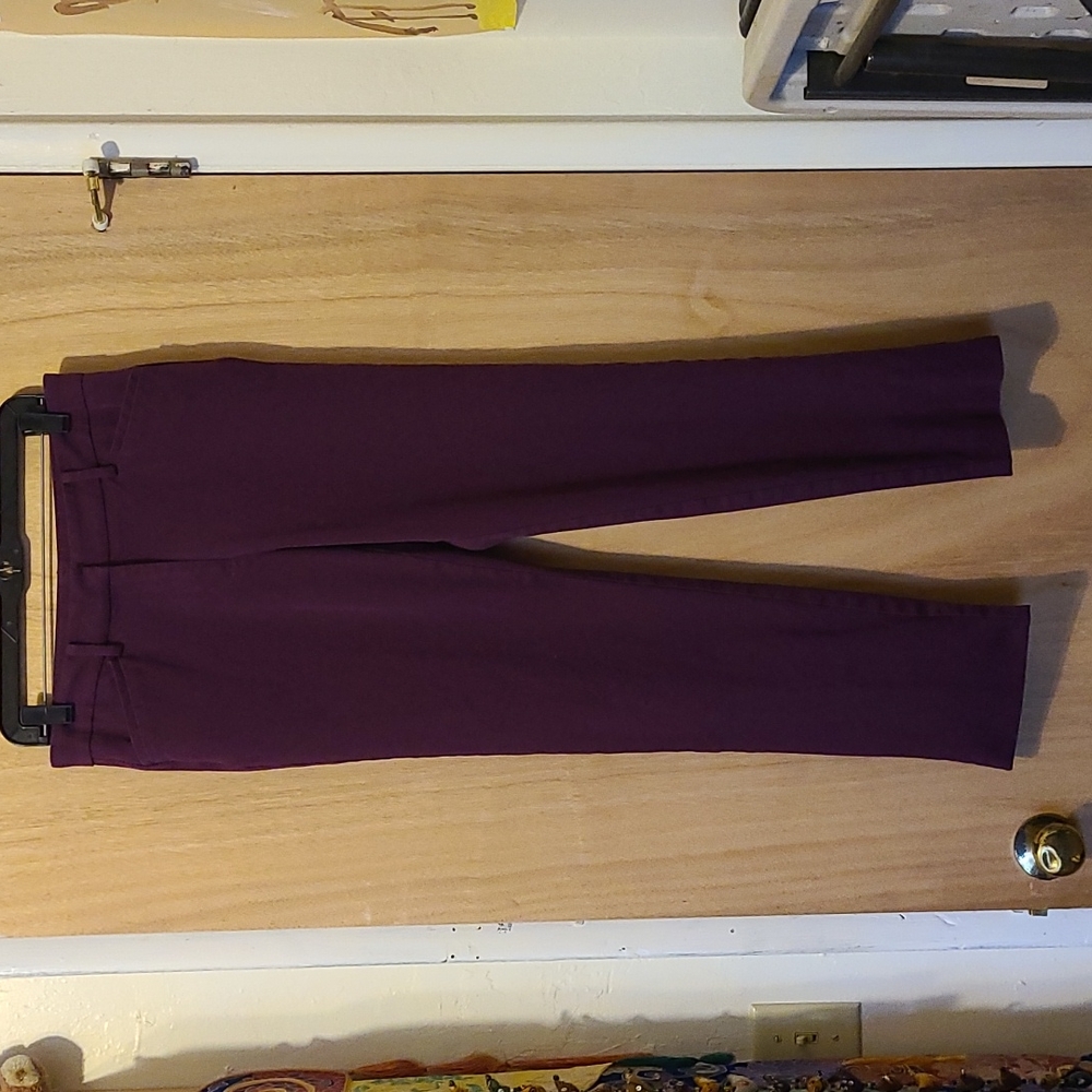 Purple slacks with snap hem, size 6